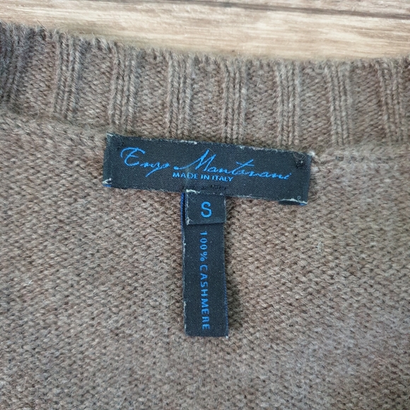 ENZO MANTOVANI Cashmere Cardigan Brown Button Down, Pockets size SMALL - Picture 3 of 5